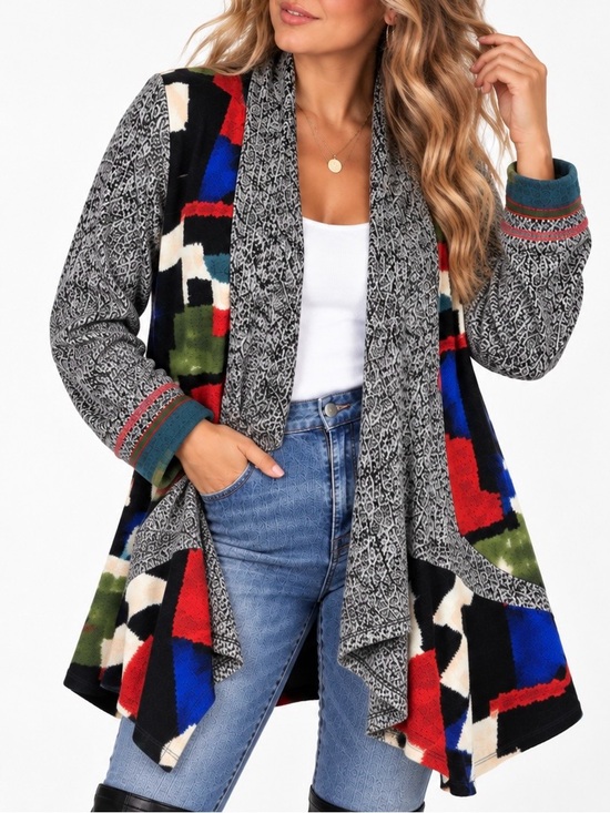 Anes A Sweaters - Anes A Art to Wear Patchwork Cardigan L Lagenlook Draped Boho